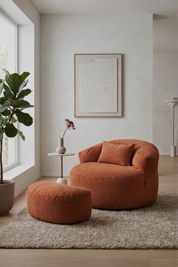 kremitrelax SAPIEN HOME Relax Berjer ve Puf Koltuk Takımı - Kitap Okuma & TV Koltuğu