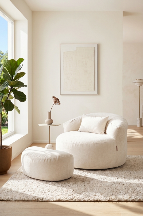 kremrelax SAPIEN HOME Relax Berjer ve Puf Koltuk Takımı - Kitap Okuma & TV Koltuğu